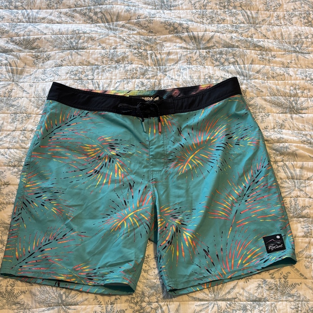 Rip Curl Mens Board Shorts 36 Blue Mirage Paradiso Surf Stretch Pocket Key Loop